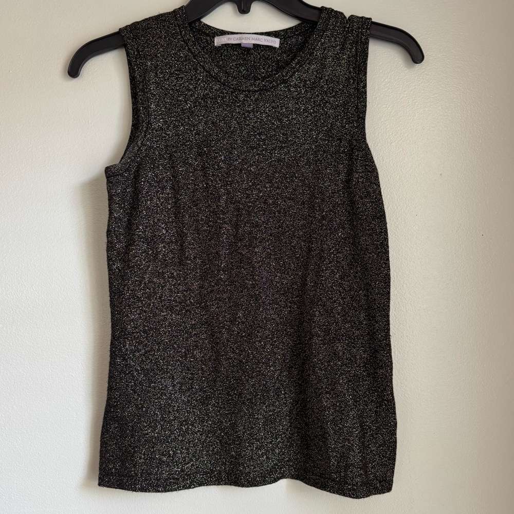 Luxe Black and Silver Sparkle Tank Top